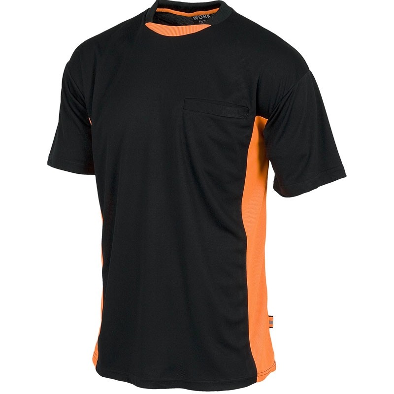 Fuori tutto - T-shirt combinata manica corta alta visibilità - Workteam Colore Nero/Arancio Taglia 2XL