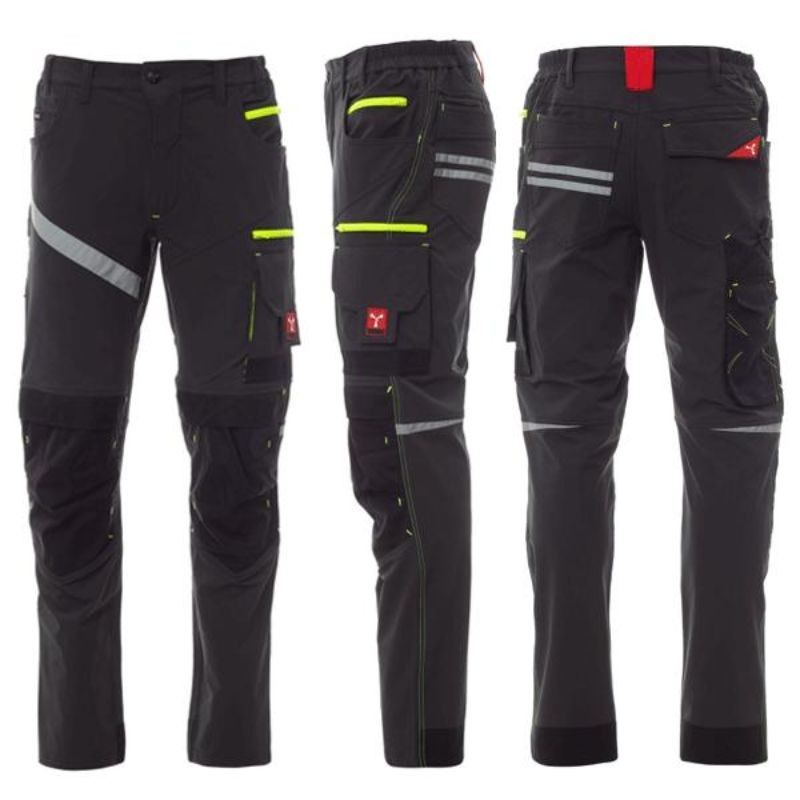 Fuori tutto-Pantalone da lavoro Payper Stretch Multitasche Top Quality Unisex 4 Way - Next 4w taglia 54 nero/nero