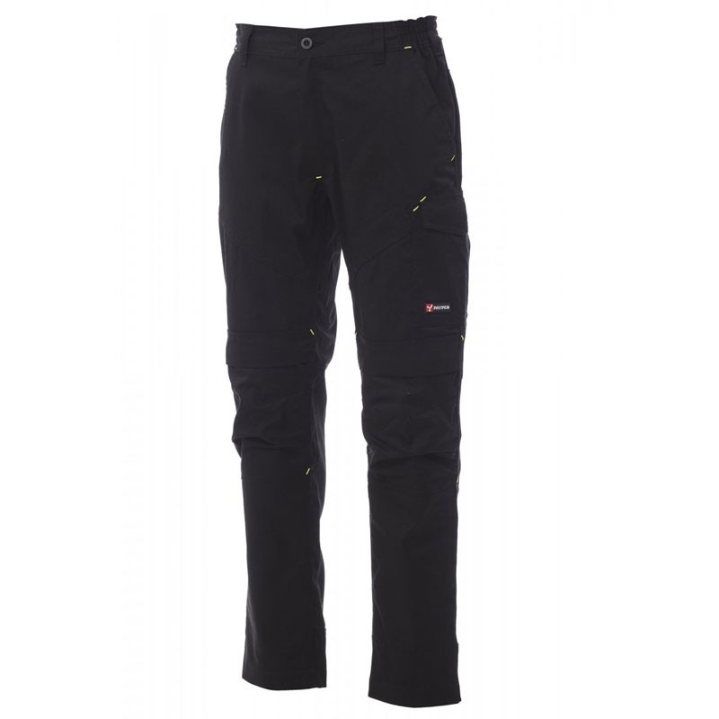 Fuori tutto -Pantalone da lavoro Worker Tech Multitasche Multistagione con Ginocchiere - Payper AY 7309 taglia 3XL nero/nero