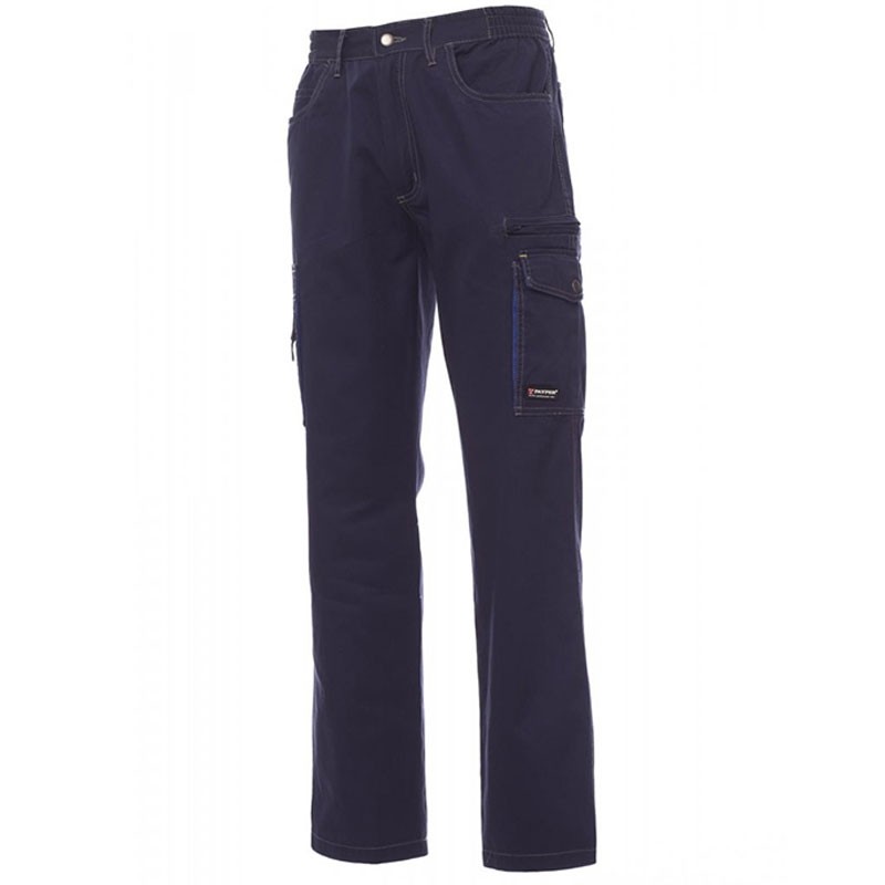 Fuori tutto-Pantaloni da lavoro Multitasche in Cotone con Triple Ciciture Texas - Payper AY 7338 taglia L blu navy/blu royal