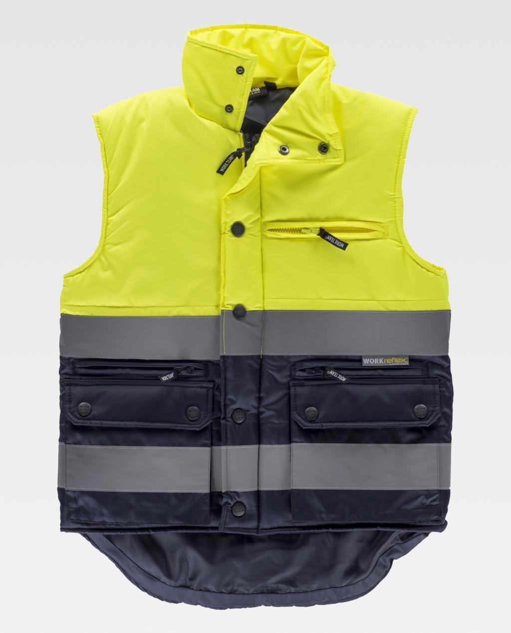 Fuori tutto - Gilet da Lavoro Imbottito Bicolore Alta Visibilità S4035 Workteam Colore NAVY/ORANGE Taglia XL