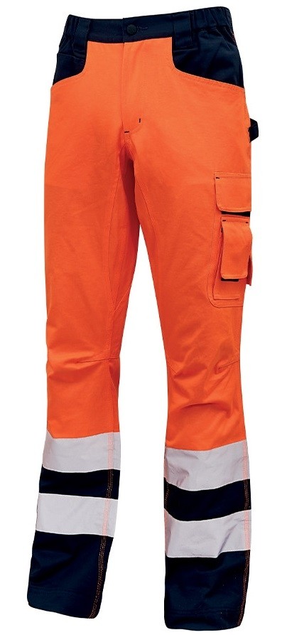 Fuori tutto - Pantaloni da Lavoro Alta Visibilità Multitasche U-Power Beacon HL156YF colore orange fluo taglia 4xl