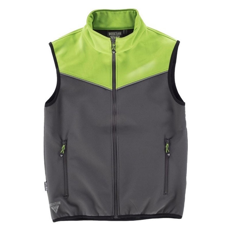 Fuori tutto - Gilet Workshell sportivo combinato a collo alto - Workteam taglia 3xl colore verde giallo