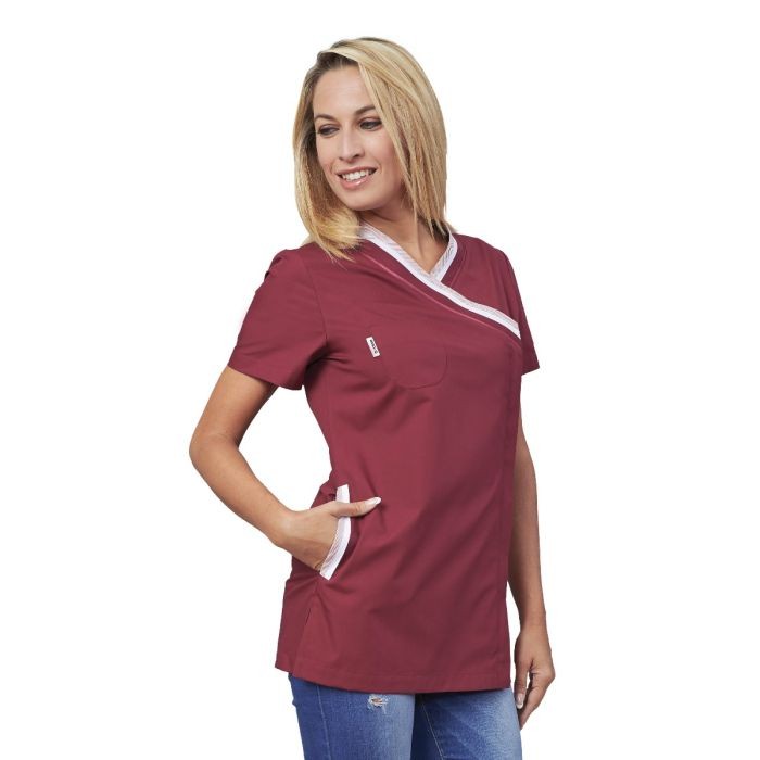 Fuori tutto - Casacca da donna con zip a maniche corte Ileana Horeca Siggi - 28CS1423/00-0001 taglia M colore bordeaux