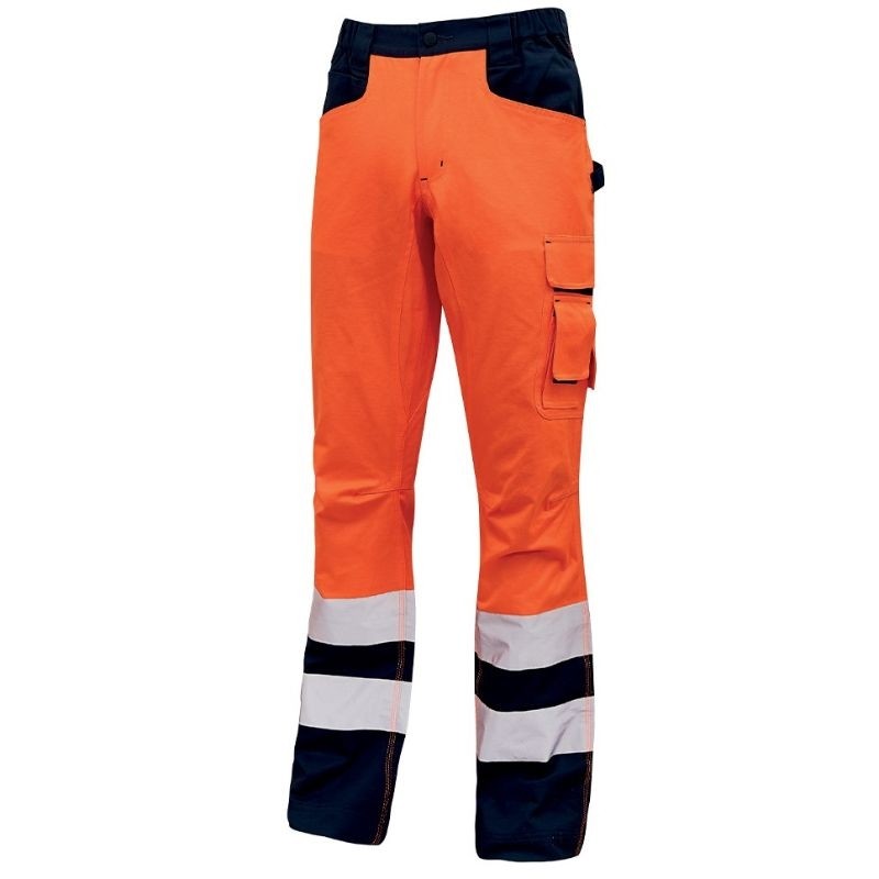 Fuori tutto - Pantaloni da Lavoro Alta Visibilità Multitasche U-Power Light HL155YF colore orange fluo taglia 3xl