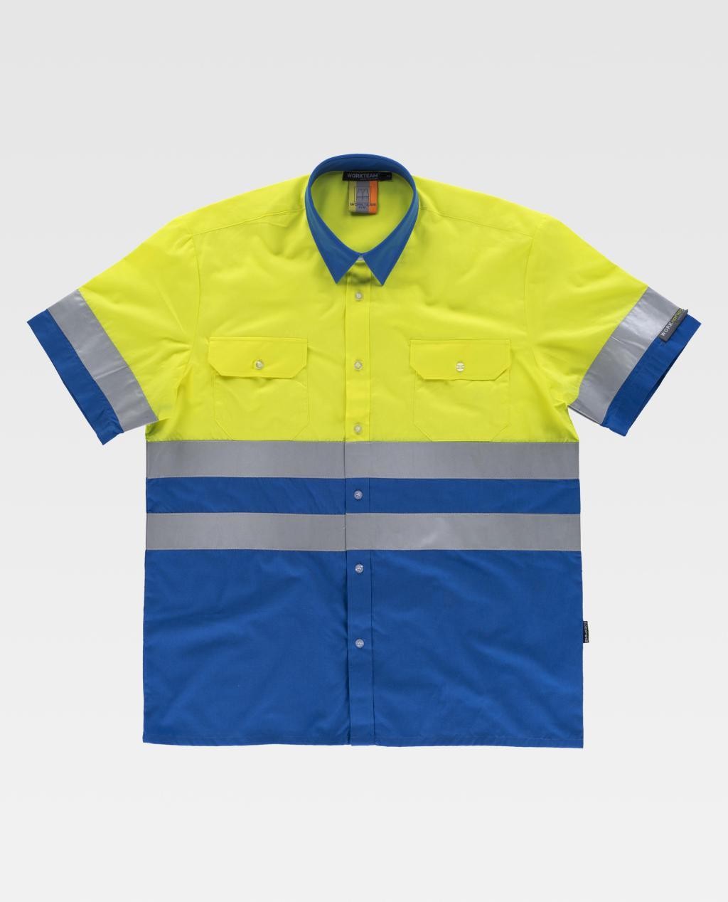 Fuori-tutto - Camicia da Lavoro Combinata Manica Corta Alta Visibilità C3812 - Workteam taglia 50 colore yellow royal