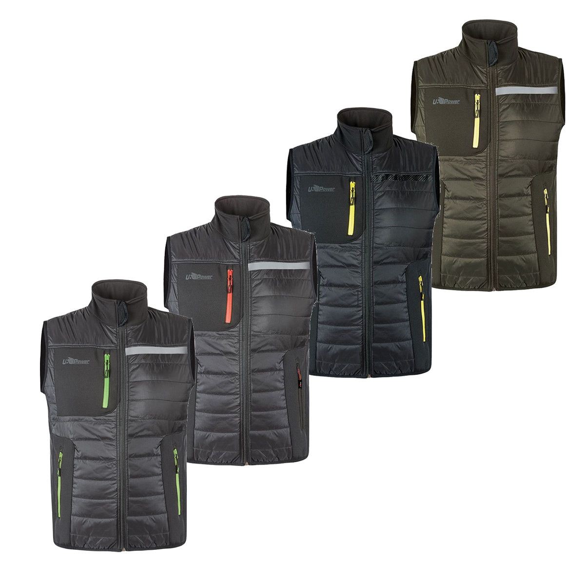 Fuori tutto - Gilet da Lavoro imbottito idrorepellente Multitasche U-Power Wall FU278 Taglia XS Colore Asphalt Grey