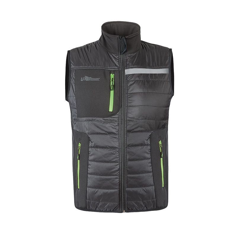 Fuori tutto - Gilet da Lavoro imbottito idrorepellente Multitasche U-Power Wall FU278 Taglia XS Colore Asphalt Grey