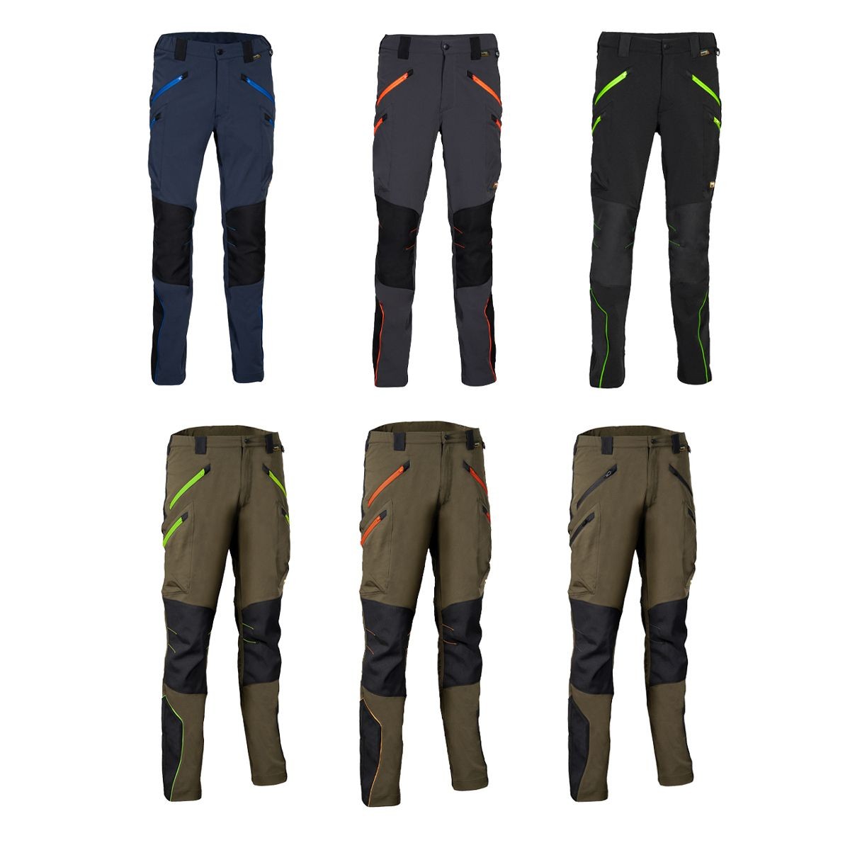 Fuori tutto - Pantaloni da Lavoro Multitasche Stretch Cofra Velten V621-0-04 Taglia 56 Colore Nero Lime