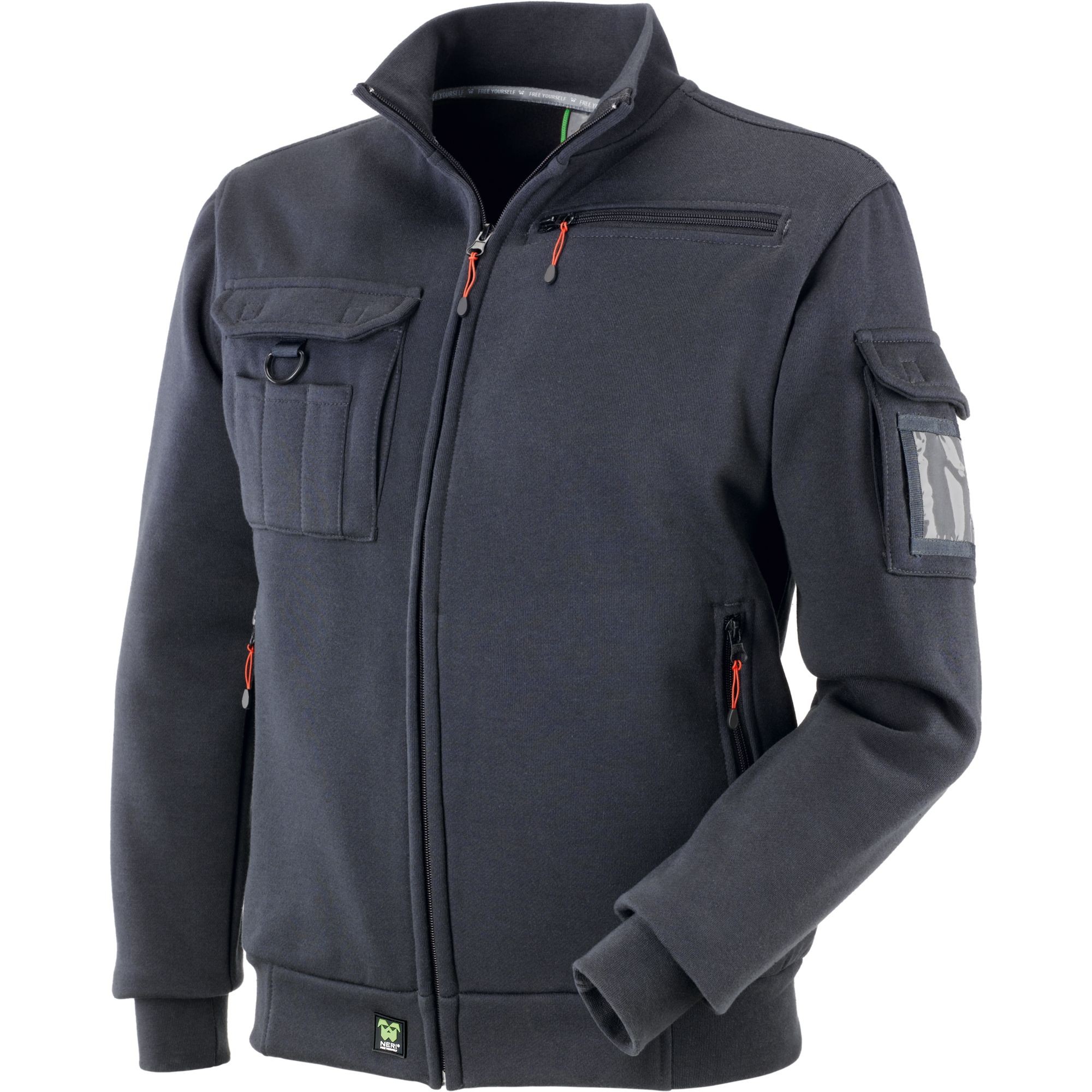 Felpa da Lavoro Neri multitasche con zip Brez 455080