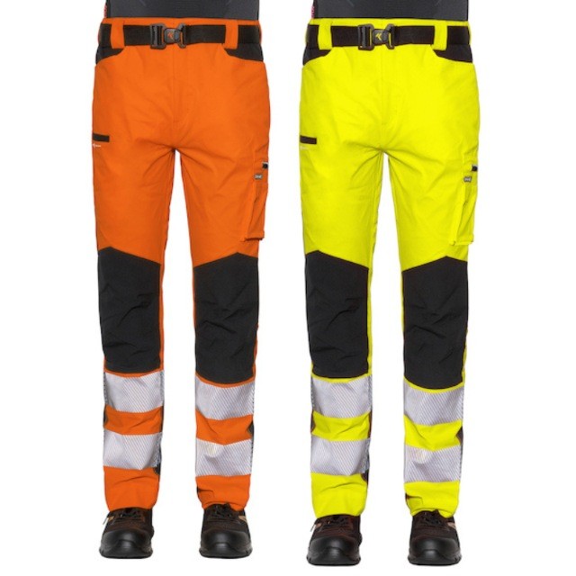 Fuori tutto - Pantaloni Da Lavoro Alta Visibilità Multitasche Stretch Issa Line Extreme Hi Vis 8450NB Taglia M Colore Giallo