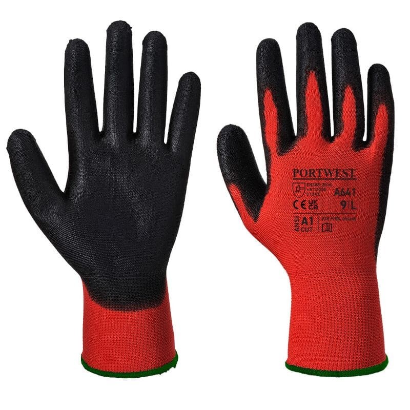 12 Paia - Guanti da Lavoro PU - Rosso - A641 Portwest