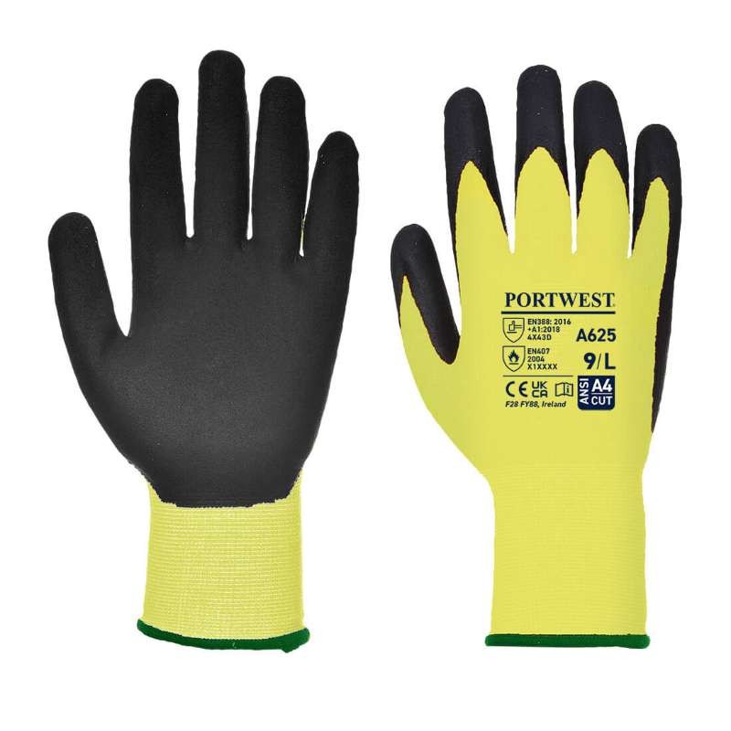 12 Paia - Guanti da Lavoro Antitaglio Vis-Tex - PU - A625 Portwest