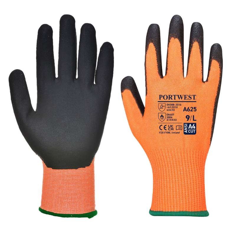 12 Paia - Guanti da Lavoro Antitaglio Vis-Tex - PU - A625 Portwest