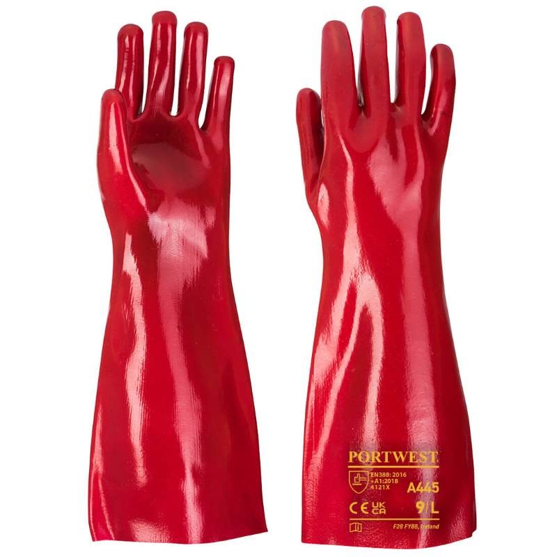 12 Paia - Guanti da Lavoro in PVC 45cm - A445 Portwest