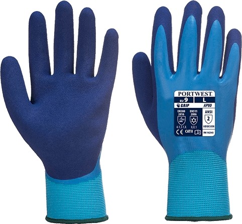 12 Paia - Guanti da lavoro Impermeabili e Antiscivolo in poliestere spalmati in schiuma di lattice - AP80 Portwest