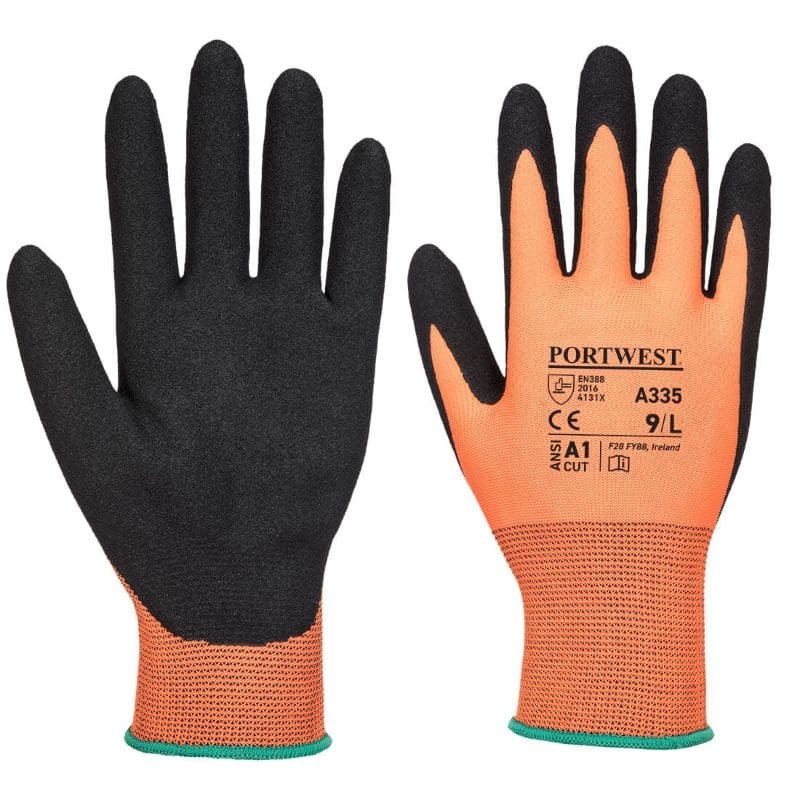12 Paia - Guanti da Lavoro Dermi-Grip NPR15 Nitrile Sandy - A335 Portwest