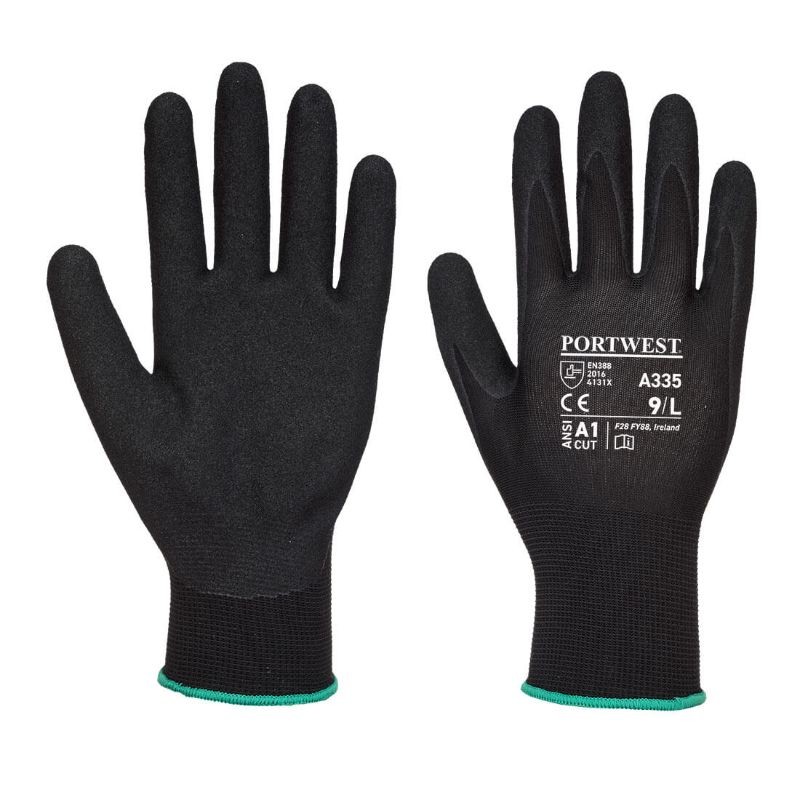 12 Paia - Guanti da Lavoro Dermi-Grip NPR15 Nitrile Sandy - A335 Portwest