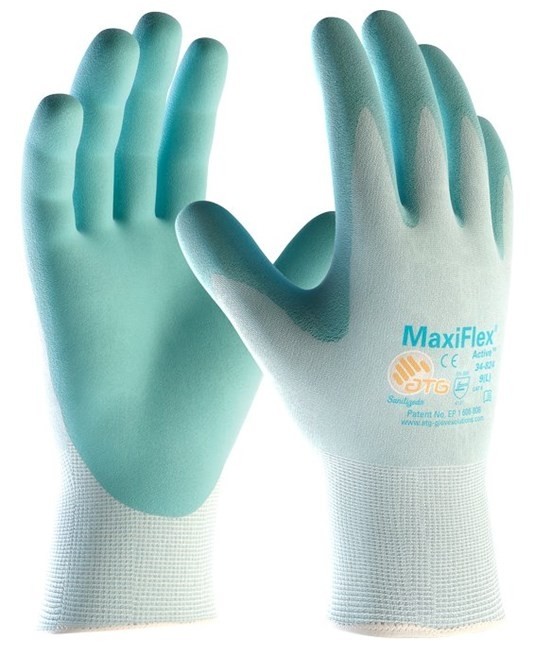 12 Paia - Guanti da Lavoro ATG Maxiflex Active in Nitrile 34-824