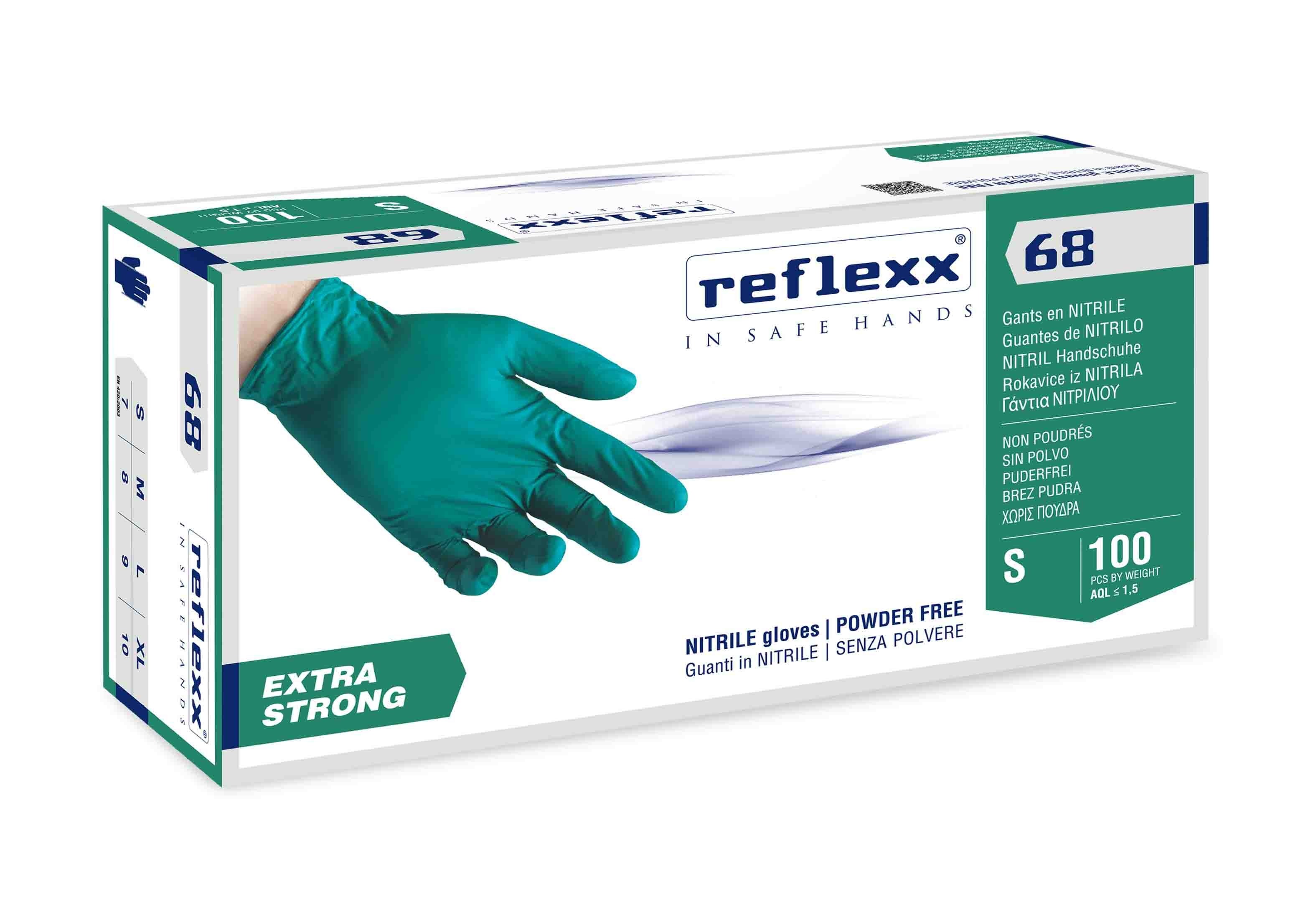 Guanti in Nitrile senza polvere Extra Strong Reflexx 68