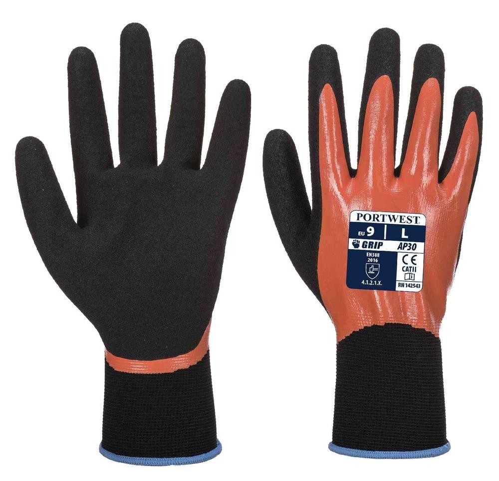 12 Paia - Guanti da lavoro Impermeabili e Antiscivolo - Doppio rivestimento in nitrile - AP30 Portwest