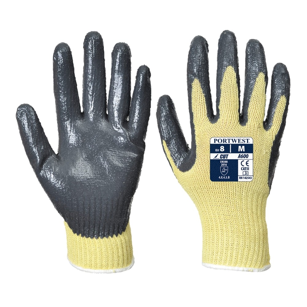 12 Paia - Guanti in kevlar Antitaglio Livello 3 - rivestito in nitrile