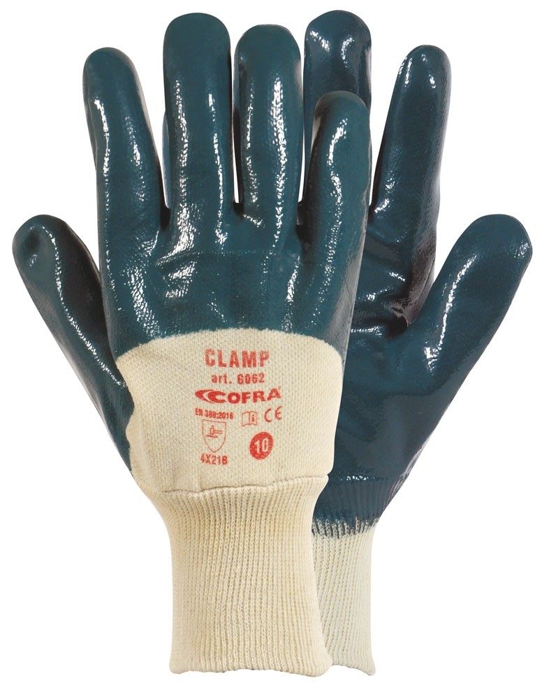 12 Paia - Guanti Da Lavoro Cofra Clamp in Nitrile G062-DD00