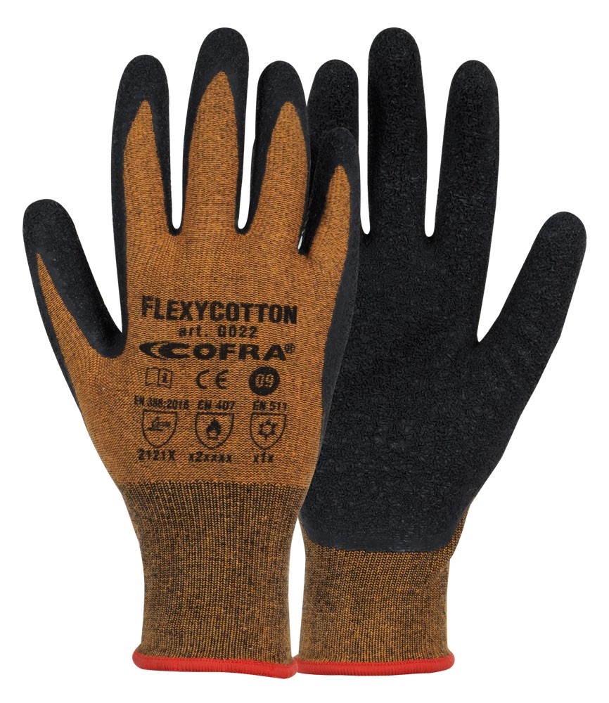 12 Paia - Guanti Da Lavoro Cofra Flexycotton in Lattice G022-DD00