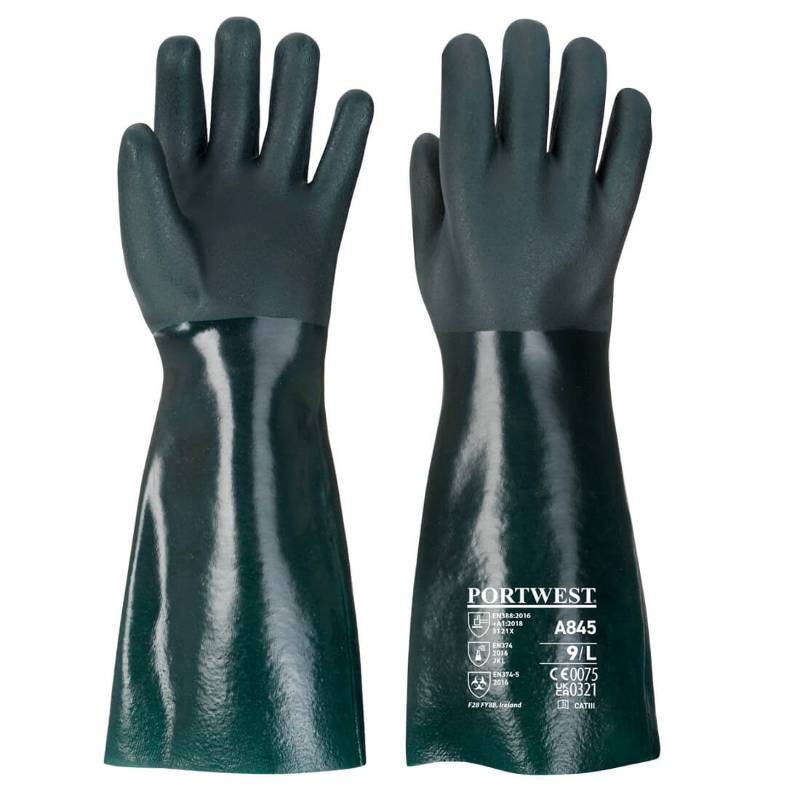 12 Paia - Guanti da Lavoro in PVC a Doppia Armatura 45cm - A845 Portwest