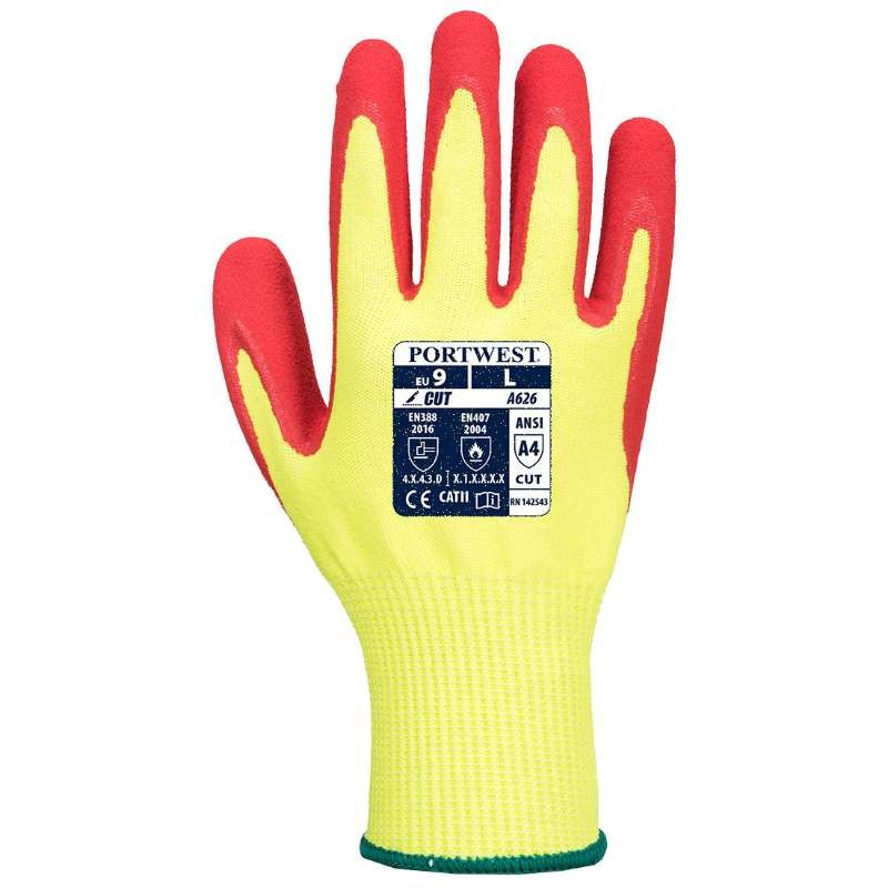 12 Paia - Guanti da Lavoro Antitaglio Vis-Tex HR - Nitrile - A626 Portwest