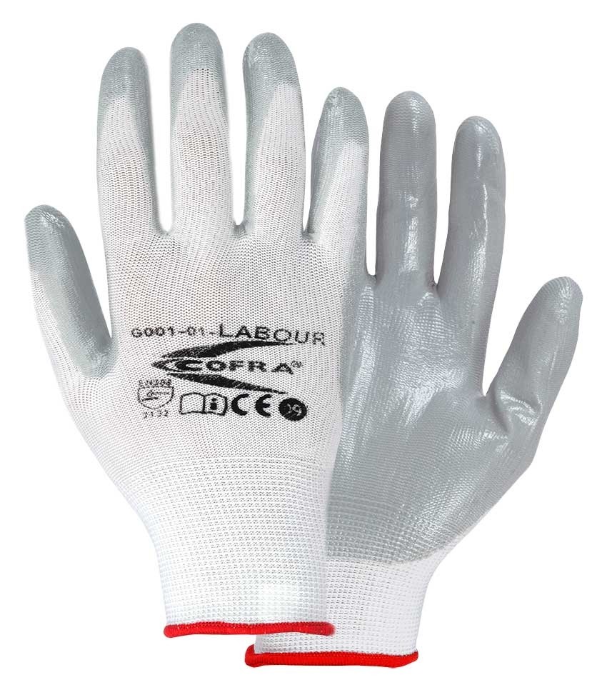 12 Paia - Guanti Da Lavoro Cofra Labour in Nitrile G001-D101