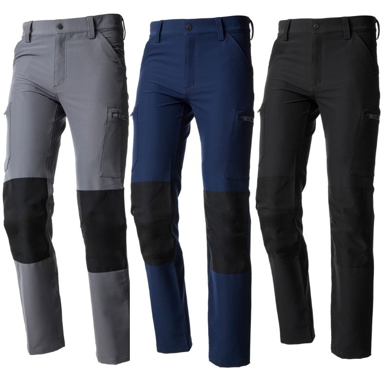 Pantalone da Lavoro Multitasche in Tessuto Stretch 437470 Neri
