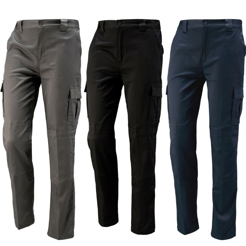 Pantalone Multitasche con Ginocchia Rinforzate 437343 Neri