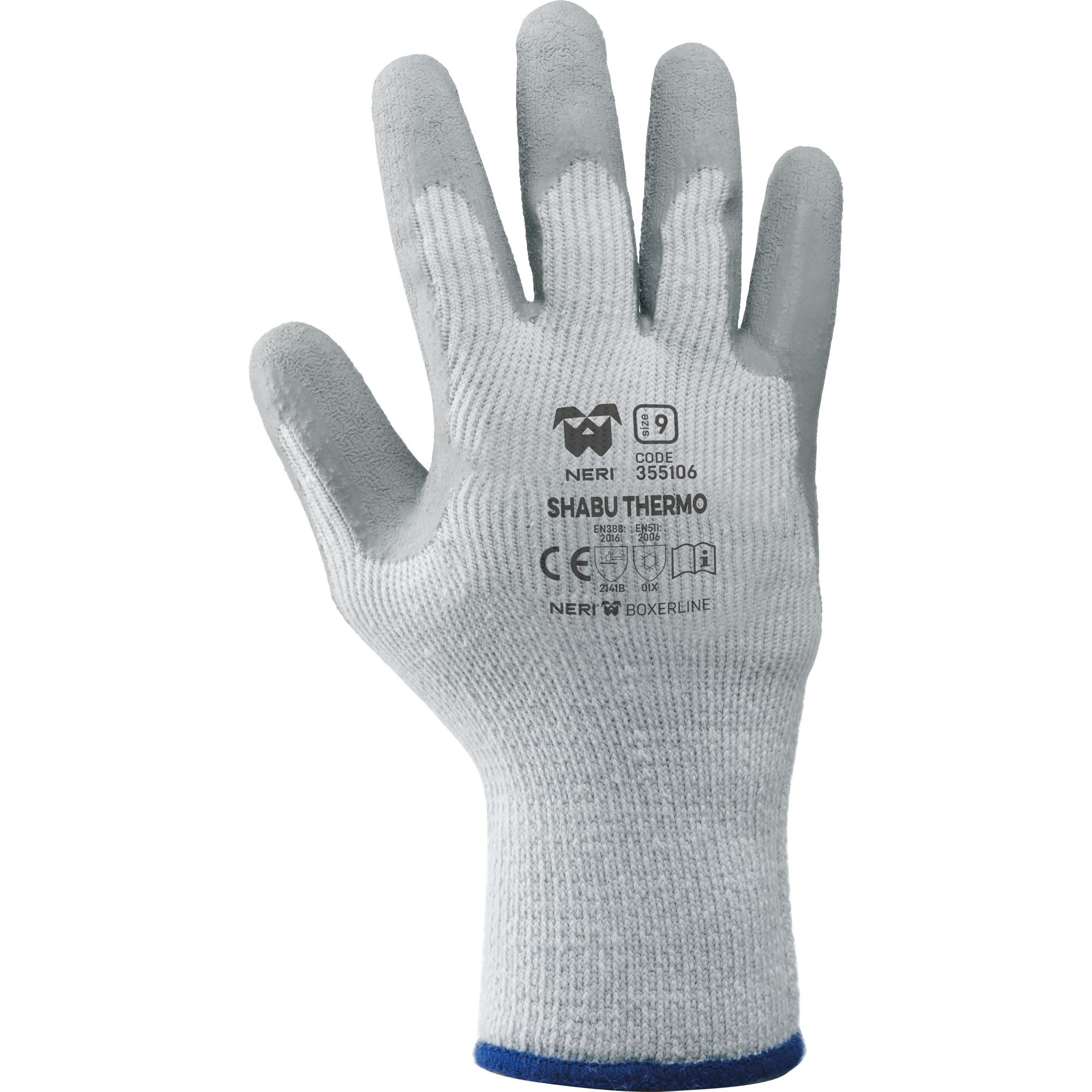 12 Paia - Guanti da Lavoro Shabu Thermo a Filo Continuo 100% Poliestere/Lattice Neri 355106