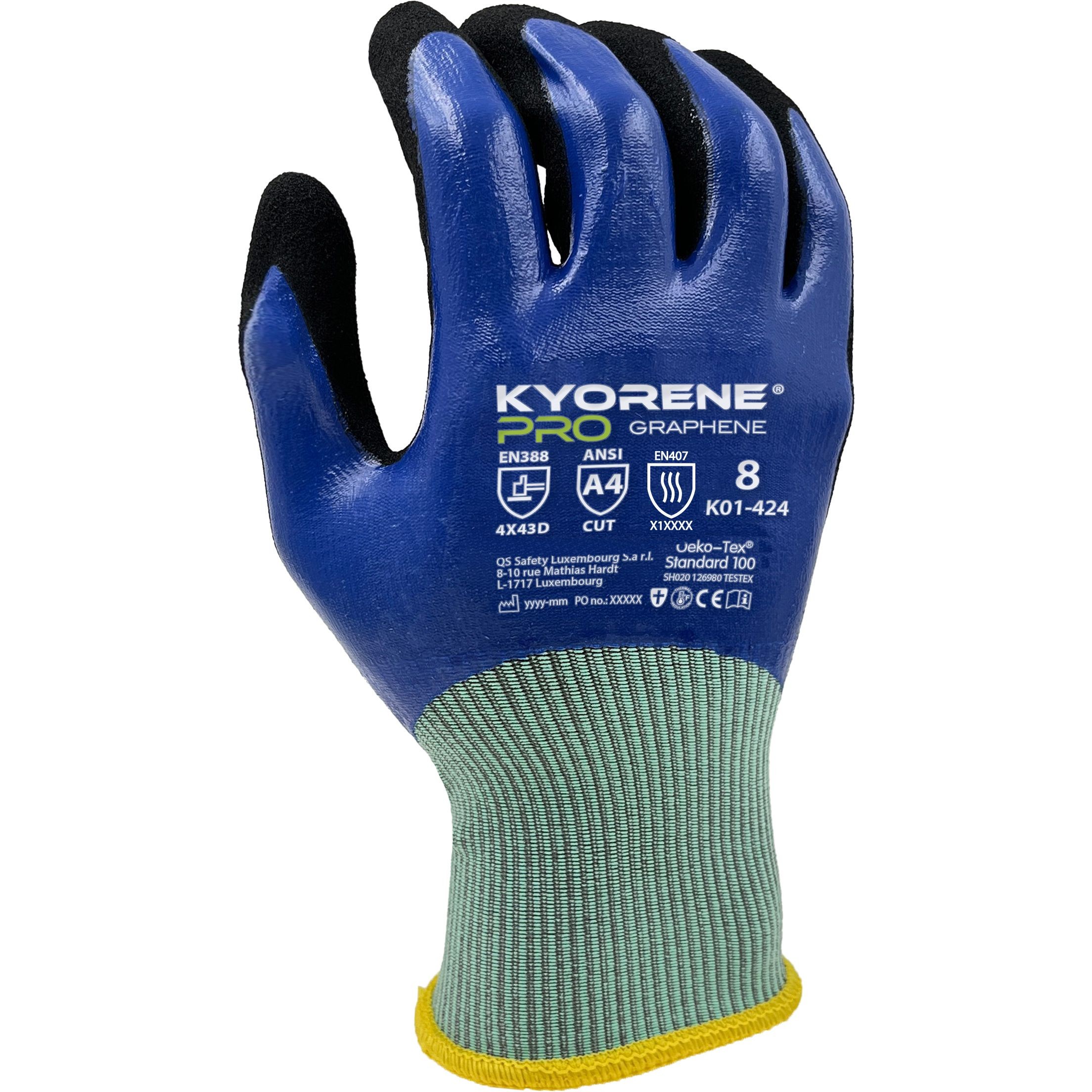 12 Paia - Guanti da Lavoro K01- 424 Kyorene Pro in Filato di Grafene e Nitrile Neri 353119