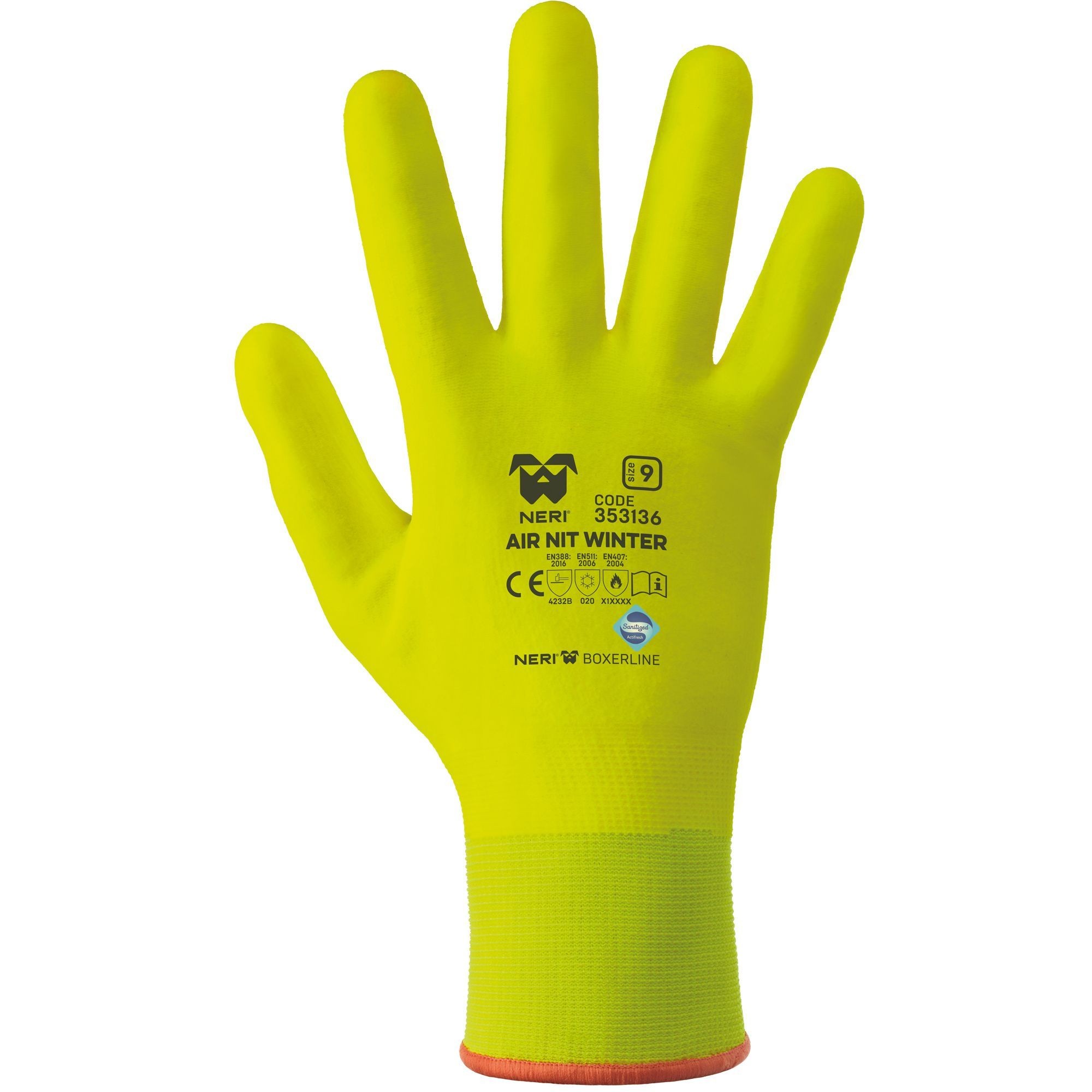 12 Paia - Guanti da Lavoro Air Nit Winter in Acrilico - Nylon/Nitrile Neri 353136
