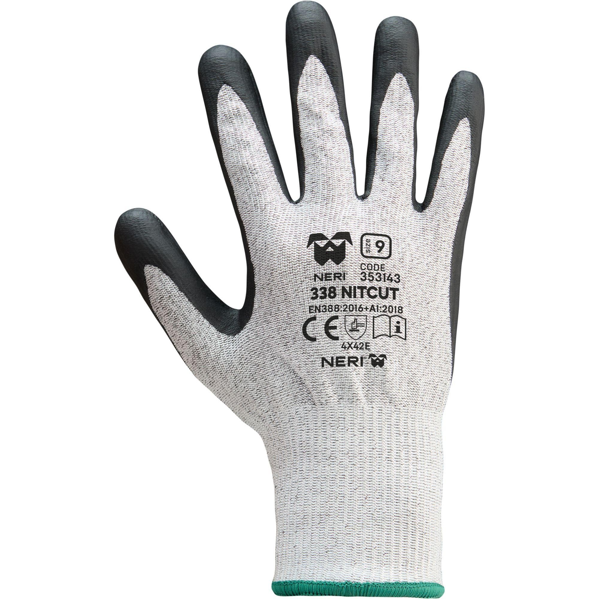 12 Paia - Guanti da Lavoro Nitcut 338 in Nylon - Fibra di Acciaio/Nitrile Neri 353143