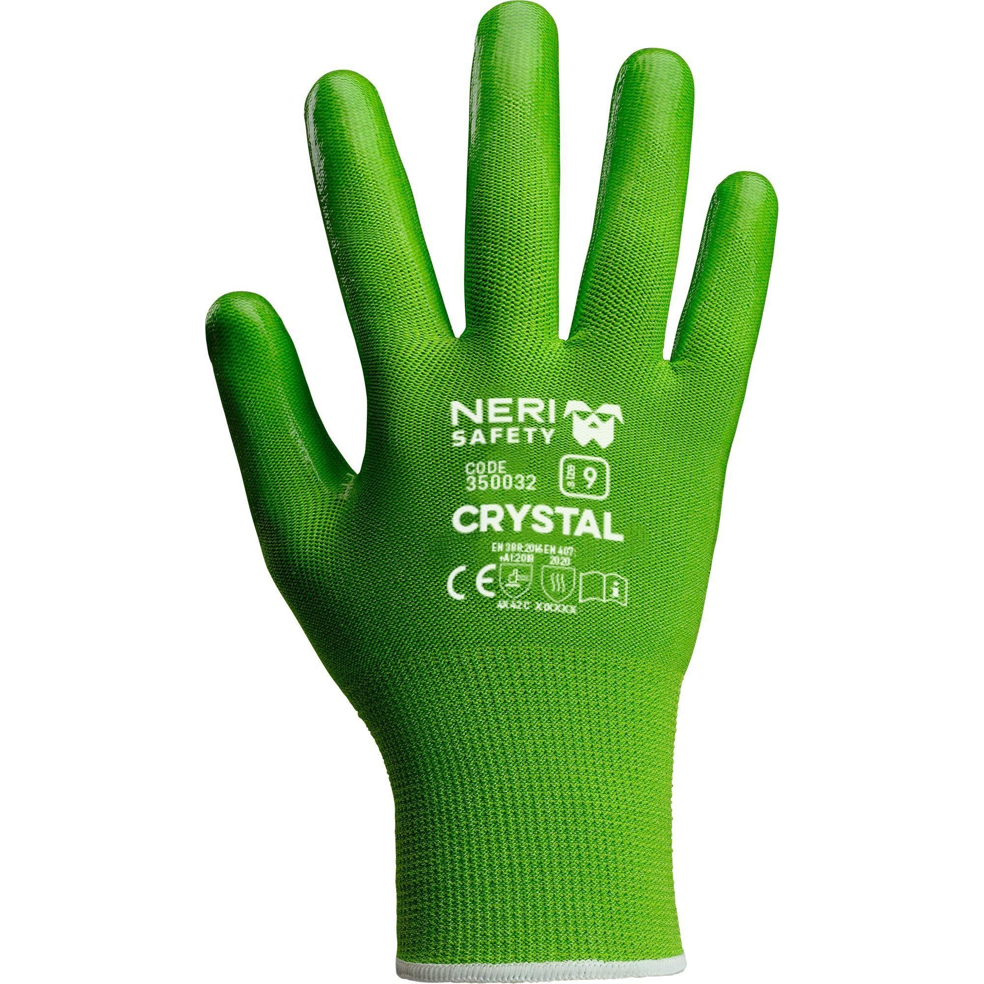 12 Paia - Guanti da Lavoro Crystal Antitaglio in Nylon e Silicone Neri 350032