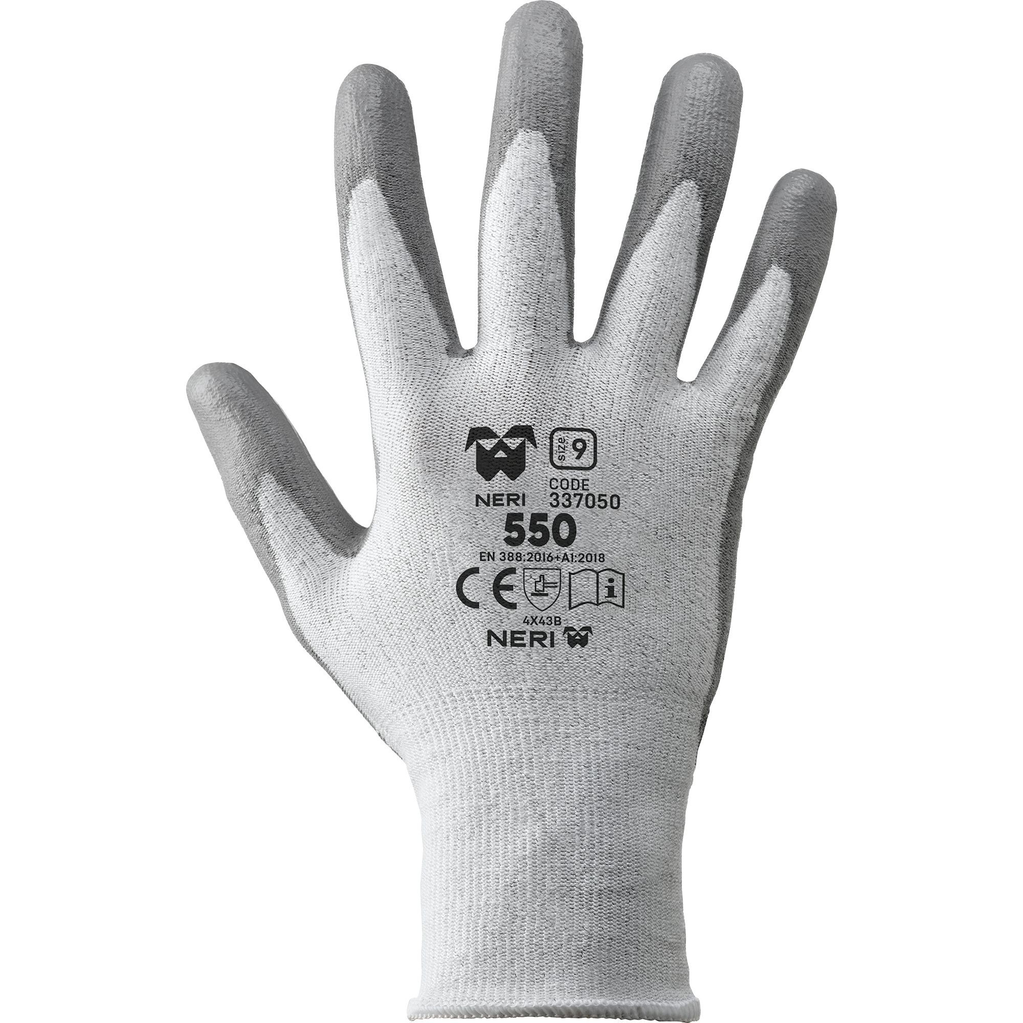 12 Paia - Guanti da Lavoro Antitaglio in Fibre Licra/Poliuretano Neri 337050