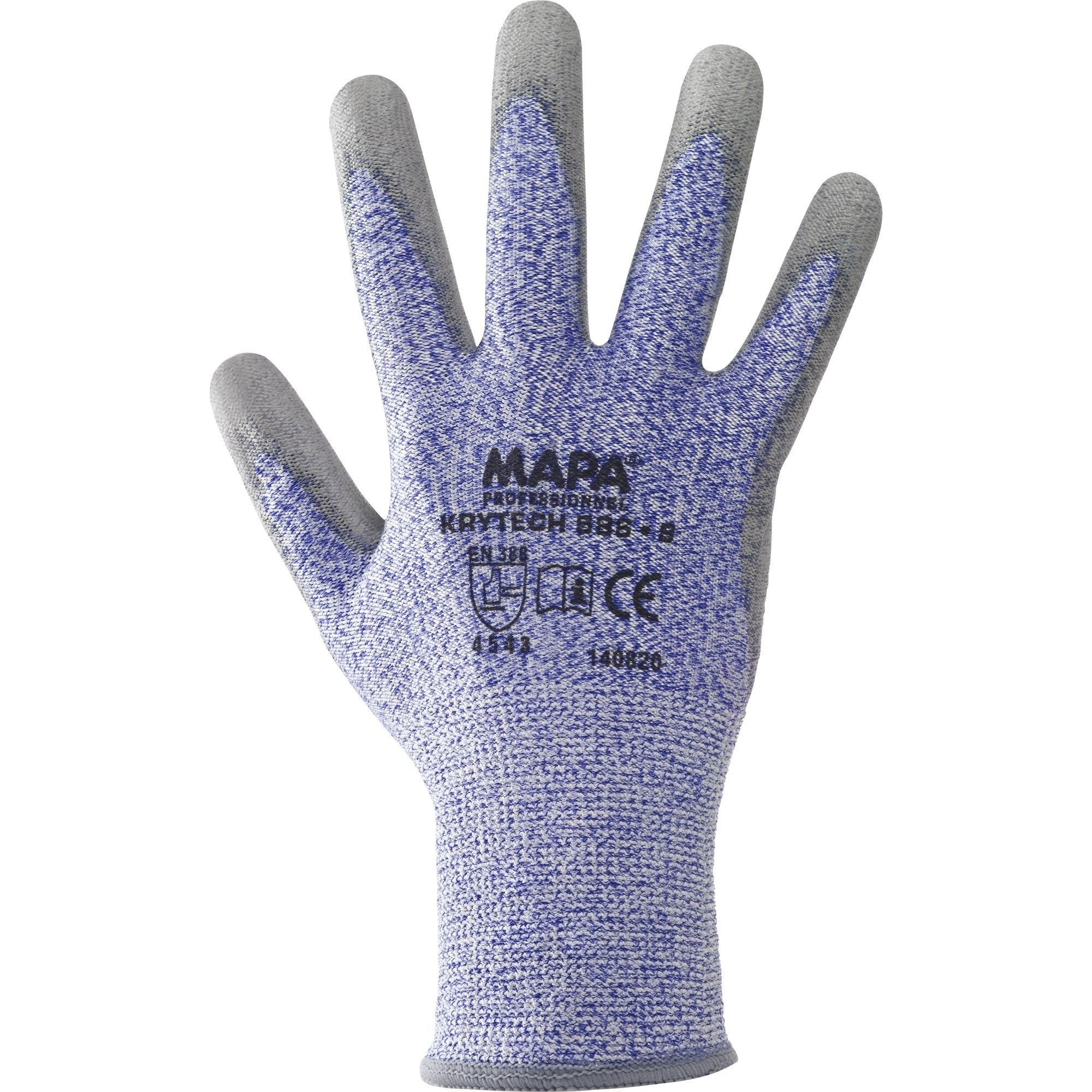 12 Paia - Guanti da Lavoro Krytech 586 in Fibre di Polietilene Alta Densità/Poliuretano Neri 337079
