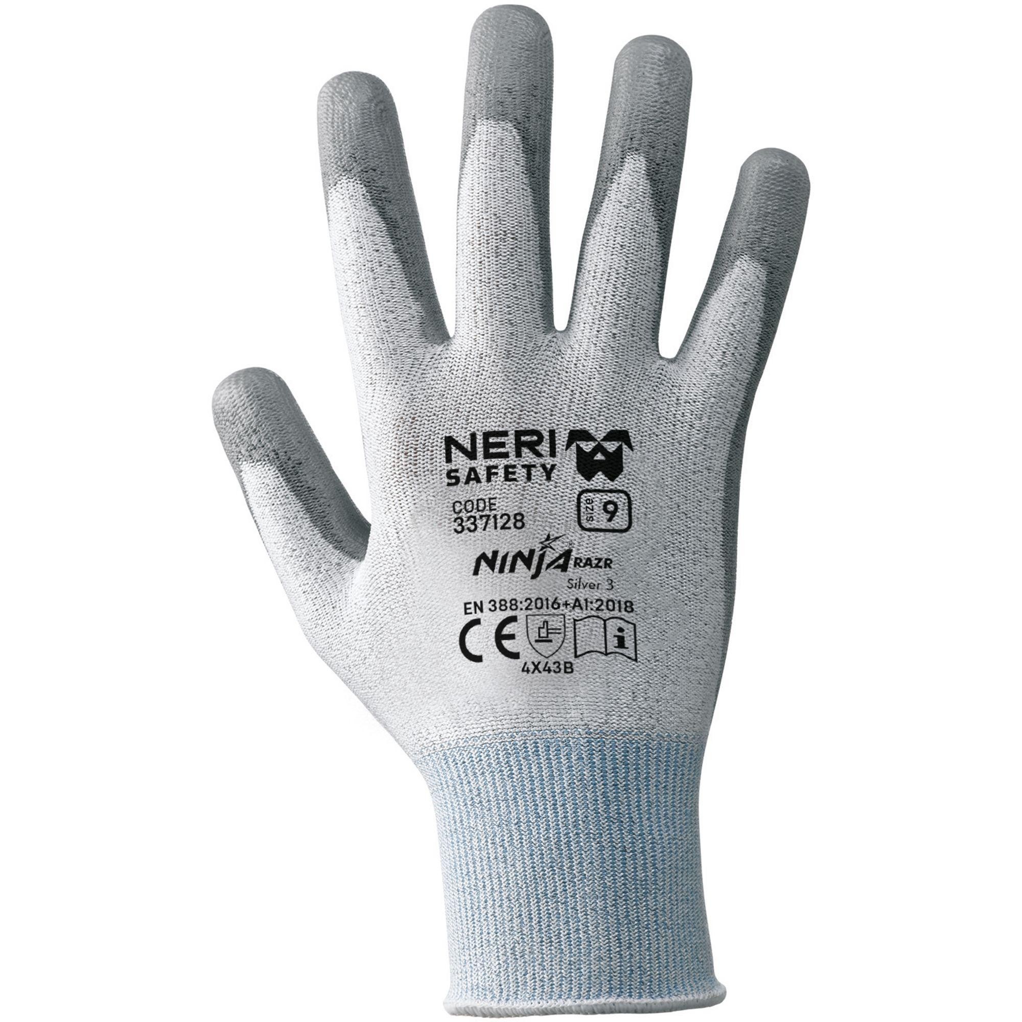 12 Paia - Guanti da Lavoro Ninja Silver 3 Razr in Filato Lycra/poliuretano Neri 337128