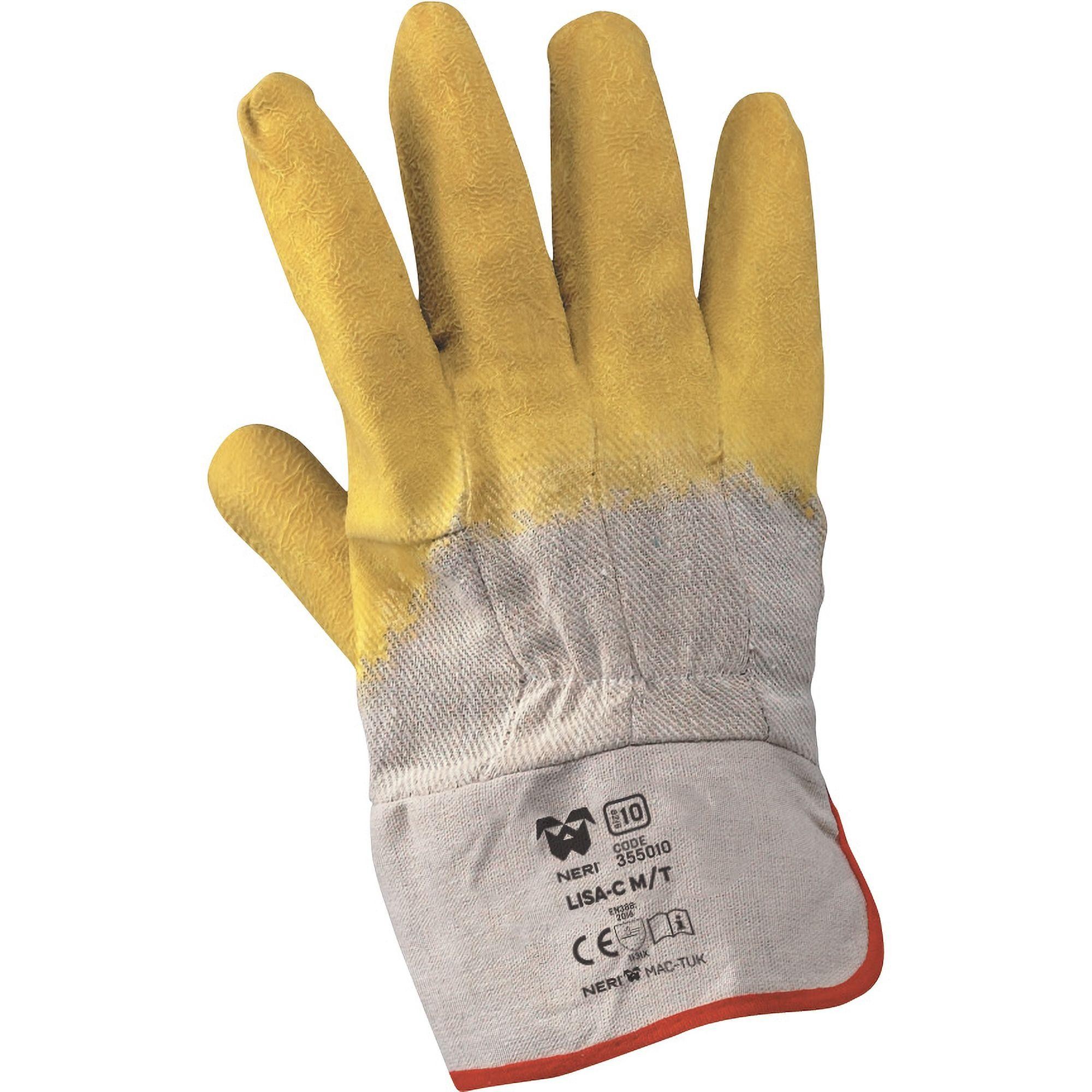 12 Paia - Guanti da Lavoro Lisa -C in Tessuto Jersey di Cotone Impregnato in Lattice Neri 355010
