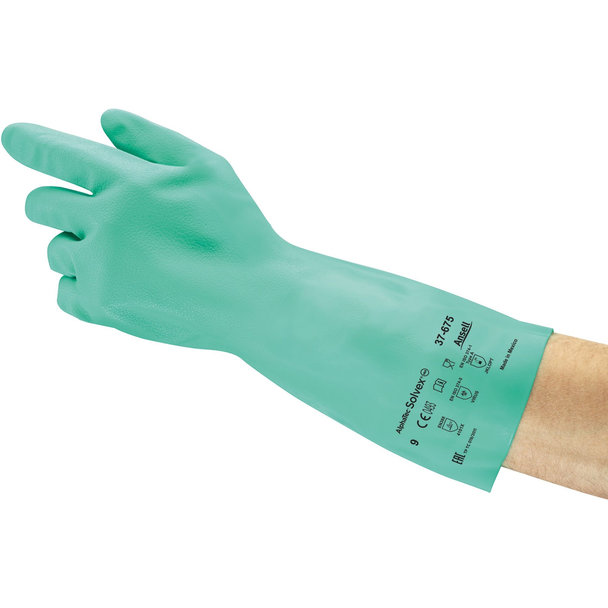 12 Paia - Guanti da Lavoro Ansell Solvex Plus in Nitrile Neri 340010