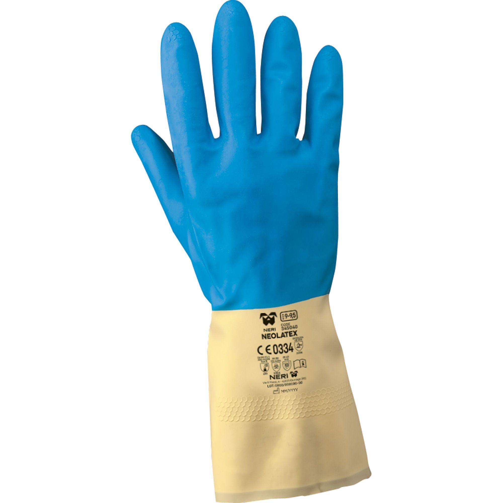 10 Paia - Guanti da Lavoro Neolatex in Lattice Naturale/Neoprene Neri 345040