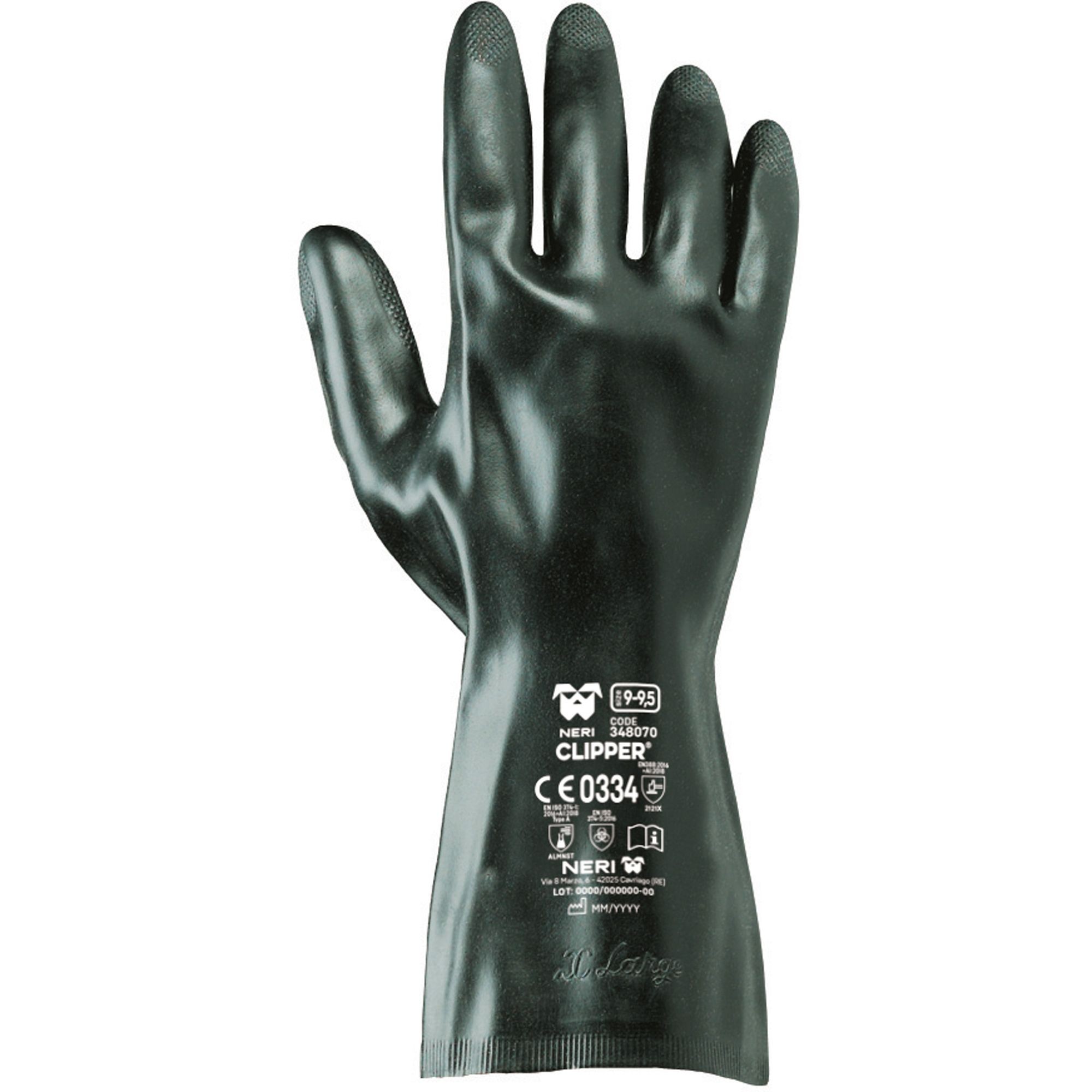 10 Paia - Guanti da Lavoro Clipper in Neoprene Neri 348070