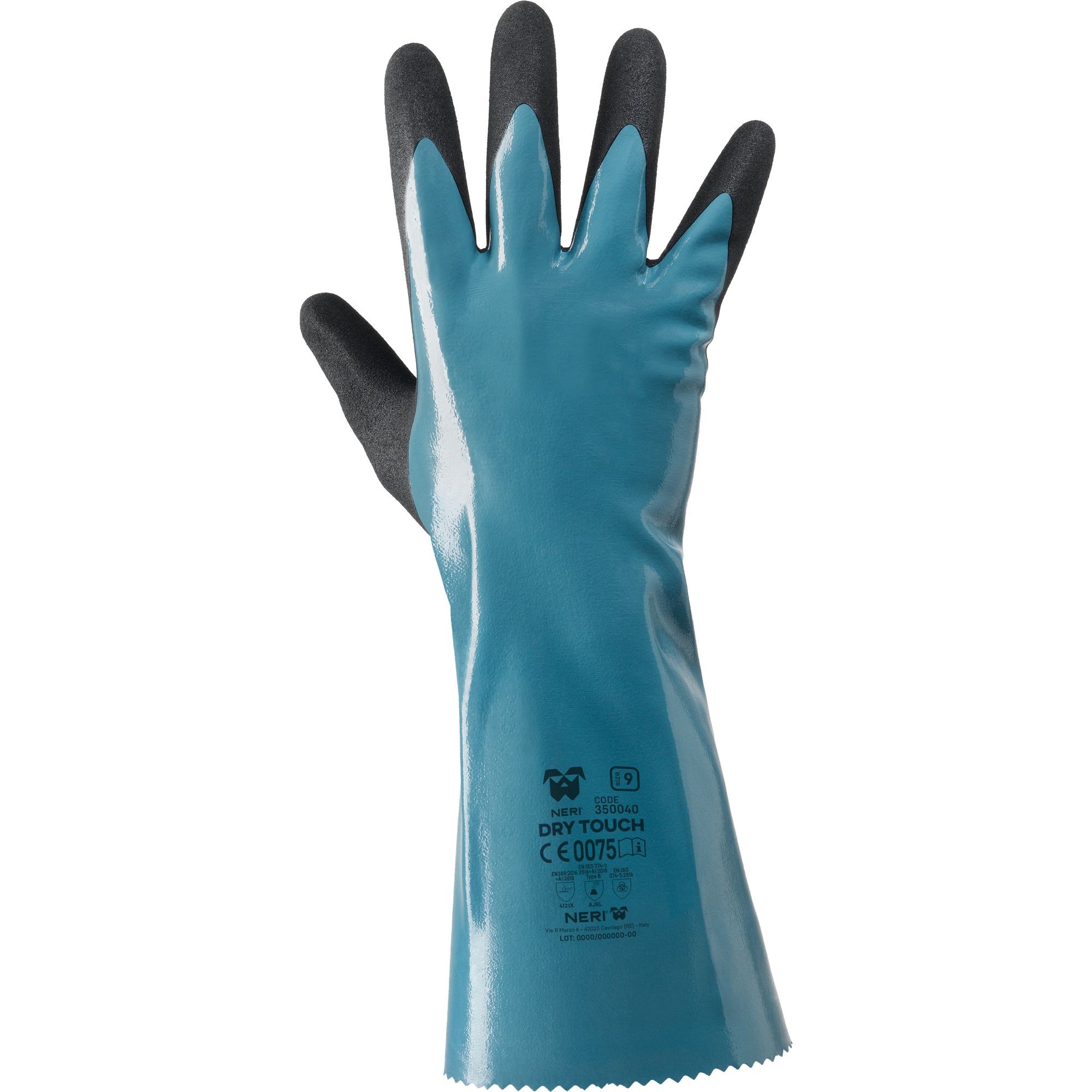 12 Paia - Guanti da Lavoro Dry Touch in Nylon/Mescola Nitrilica Neri 350040