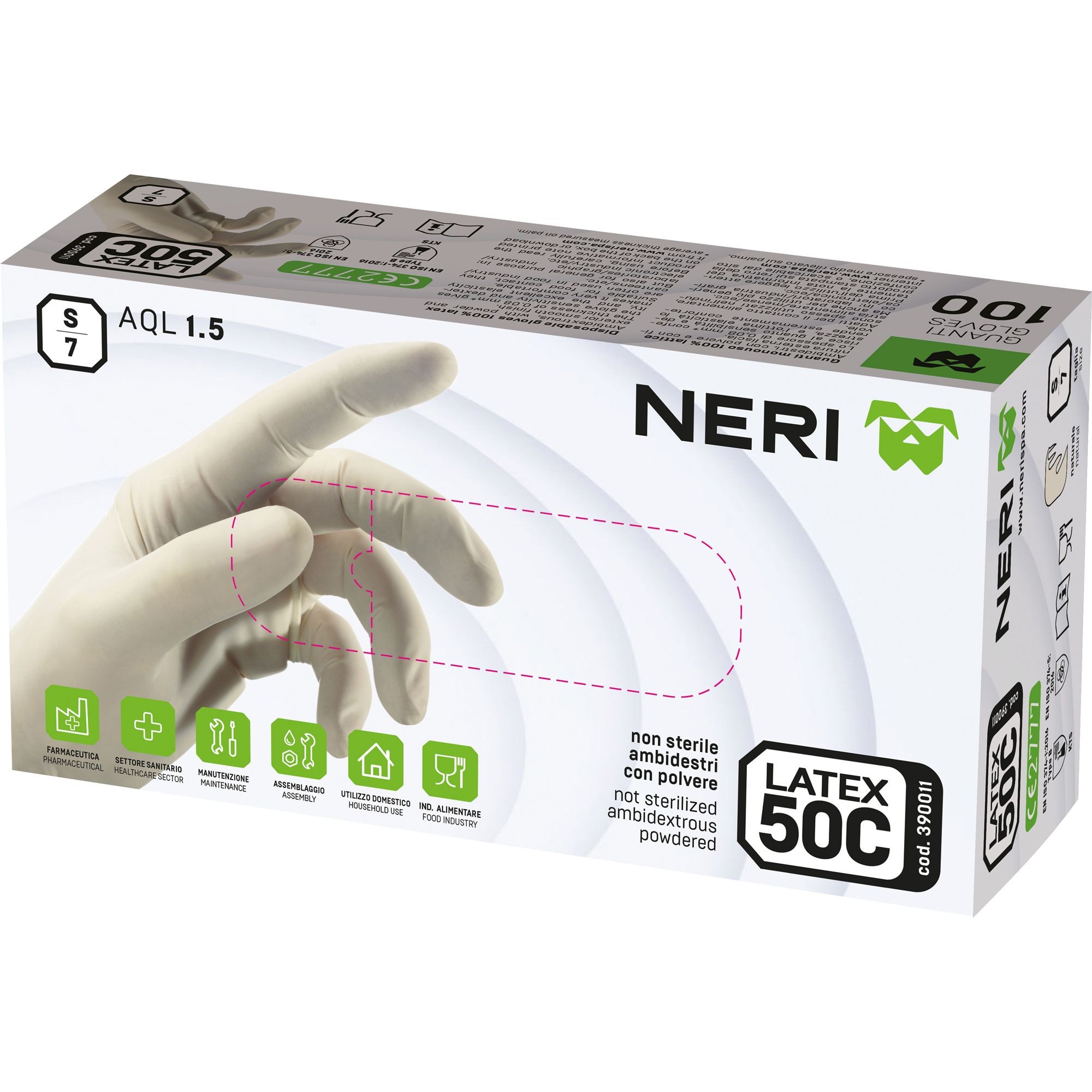 Guanti da Lavoro Latex 50C Monouso (100 Pezzi) Neri 390011
