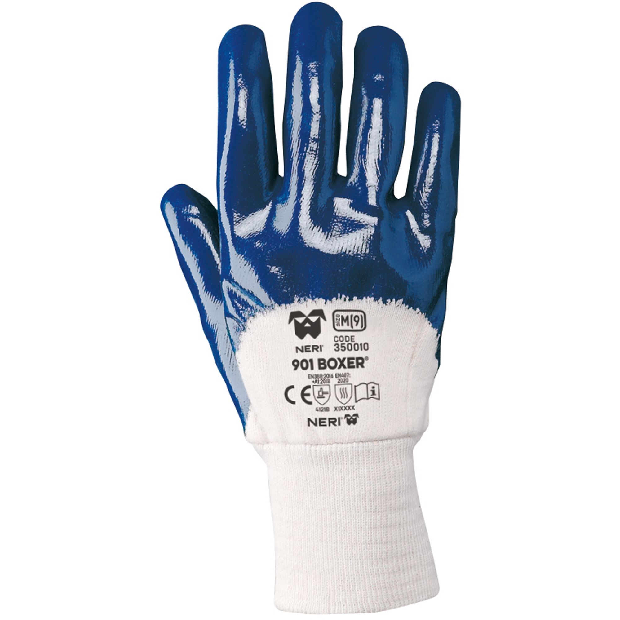 12 Paia - Guanti da Lavoro 901 Boxer Antitaglio in tessuto Jersey di Cotone Impregnato in NBR Neri 350010