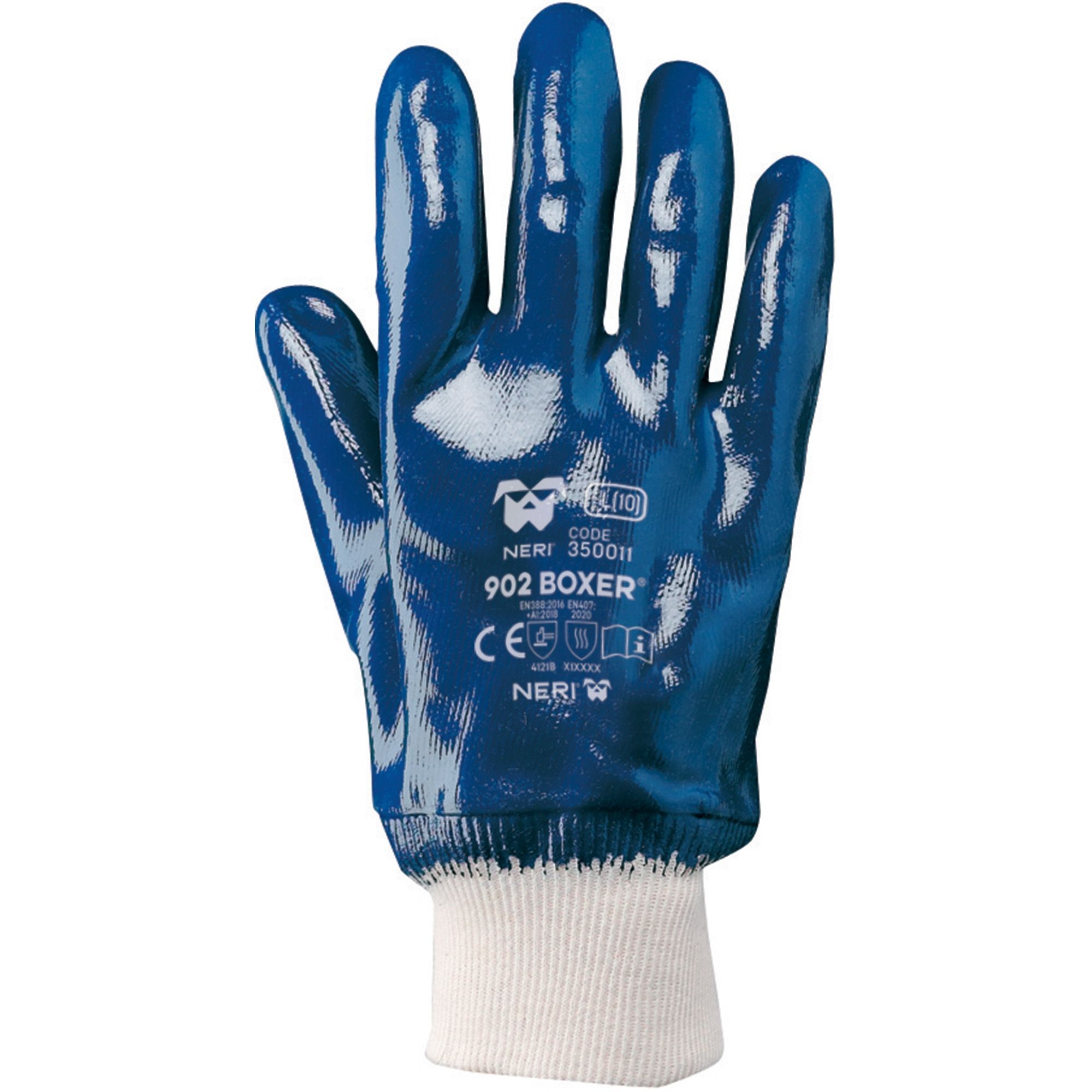 12 Paia - Guanti da Lavoro 902 Boxer Antitaglio in tessuto Jersey di Cotone Impregnato in NBR Neri 350011