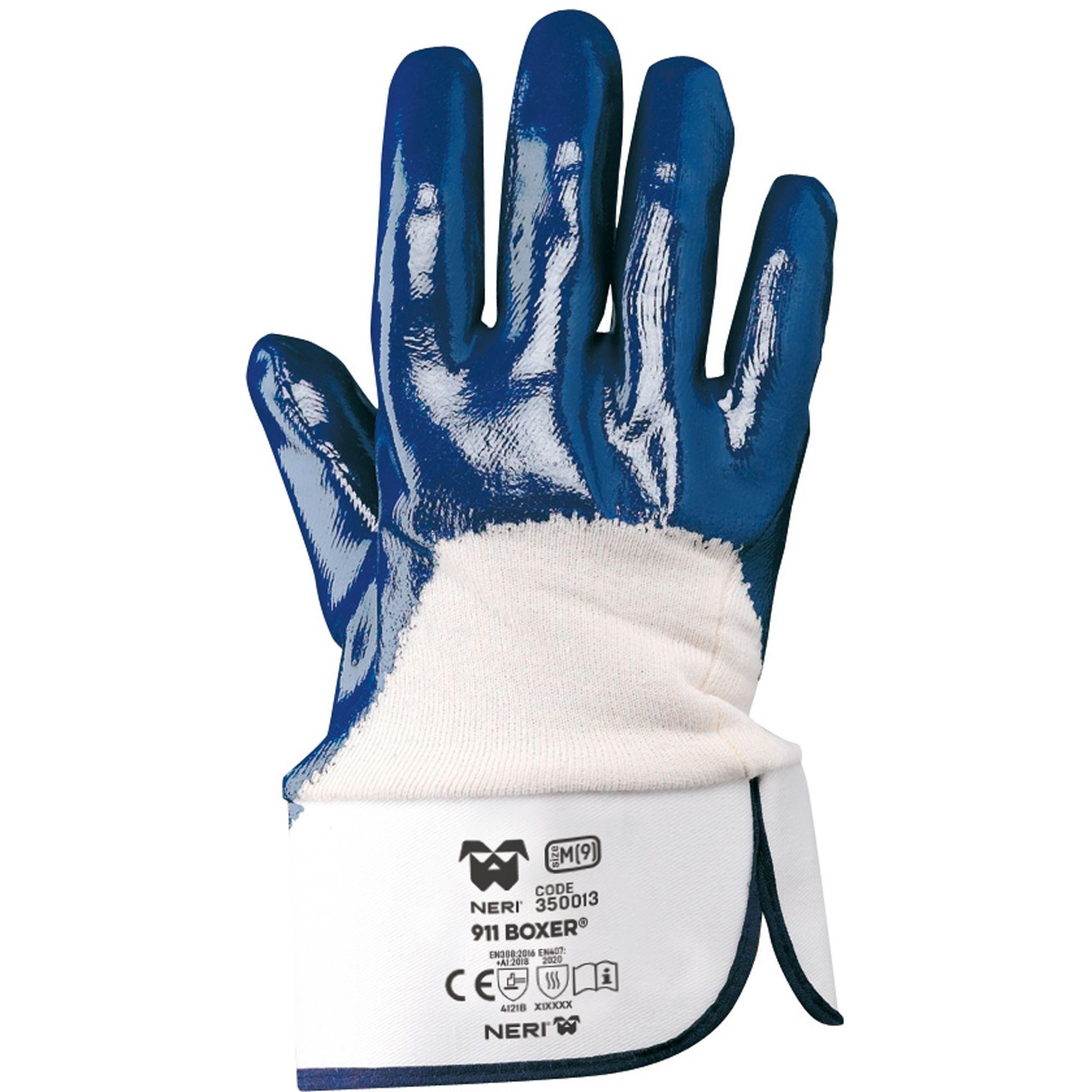 12 Paia - Guanti da Lavoro 911 Boxer Antitaglio in tessuto Jersey di Cotone Impregnato in NBR Neri 350013